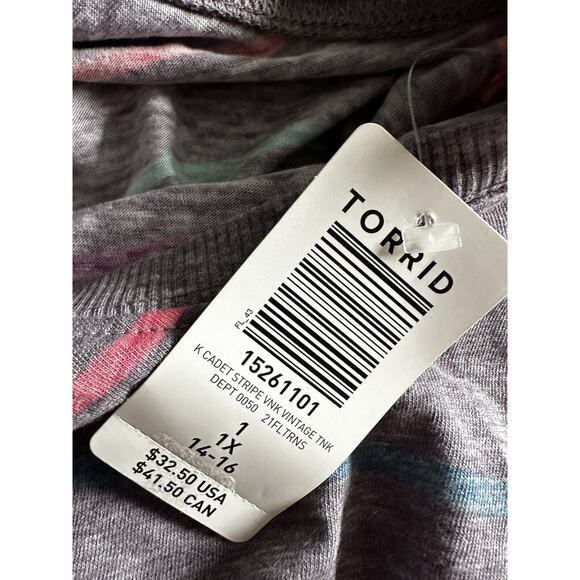 Torrid Jersey Purple Cadet Multi Stripe Classic Fit Vintage V-Neck Tank Size 1 - Picture 4 of 6